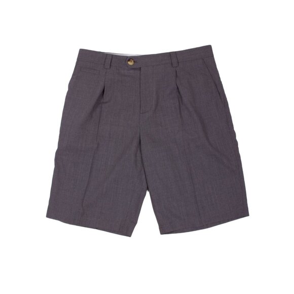 BRUNELLO CUCINELLI Gray Wool Pleated Front Shorts - Picture 1 of 7